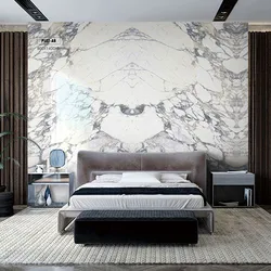 Marble wallpaper in the bedroom photo