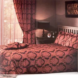 Burgundy Curtains In The Bedroom Interior