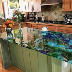 Glass kitchen countertop photo