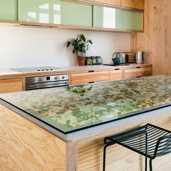 Glass kitchen countertop photo