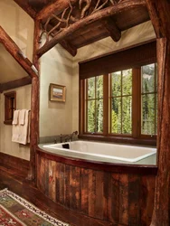 Деревянная ванна в интерьере