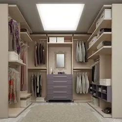 Дизайн гардеробной прямоугольной
