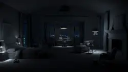 Living room interior at night