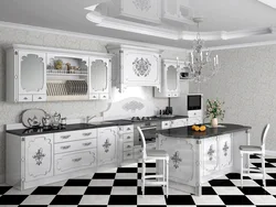 Чорна белыя шпалеры на кухню фота
