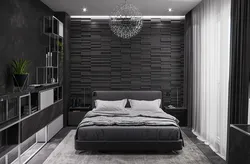Bedroom in gray and black tones photo