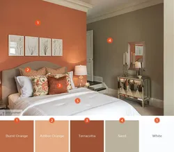 Terracotta color photo in the bedroom interior photo