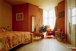 Terracotta color photo in the bedroom interior photo