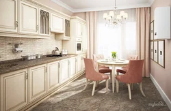 Beige Neoclassical Kitchen In The Interior
