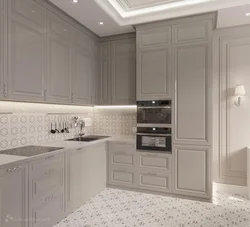 Beige Neoclassical Kitchen In The Interior