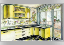 Нарисованный интерьер кухни