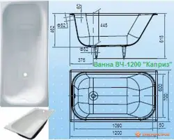 Steel bathtub dimensions photo
