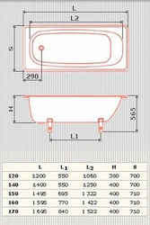 Steel bathtub dimensions photo